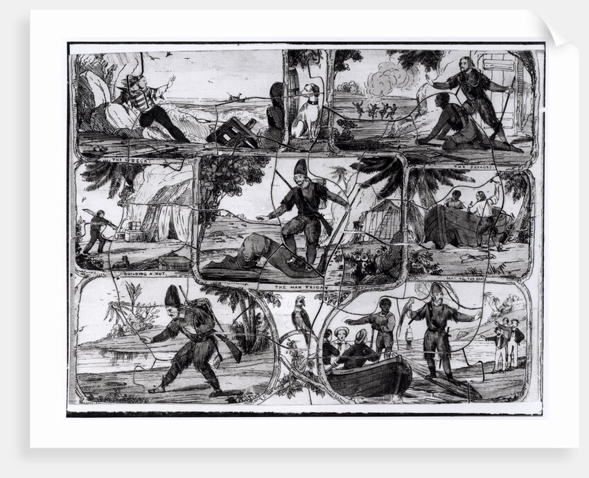 Scenes from 'Robinson Crusoe' by Daniel Defoe by English School