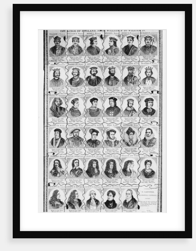 A Kings of England Jigsaw from William I to William IV by English School