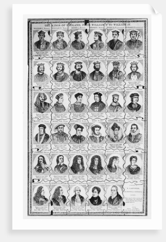 A Kings of England Jigsaw from William I to William IV by English School