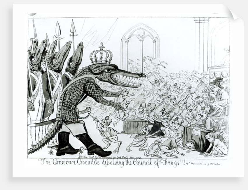 The Corsican Crocodile dissolving the Council of Frogs, 9th November 1799 by English School