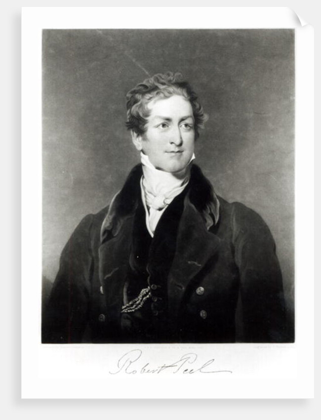 Portrait of Sir Robert Peel engraved by C. Turner by Thomas (after) Lawrence