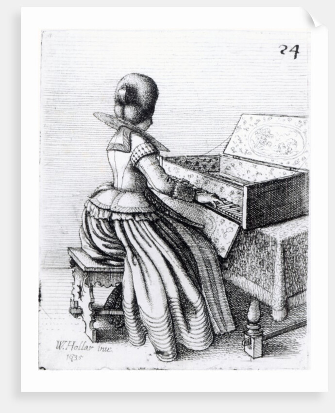 Woman Playing at a Keyboard, 1635 by Wenceslaus Hollar