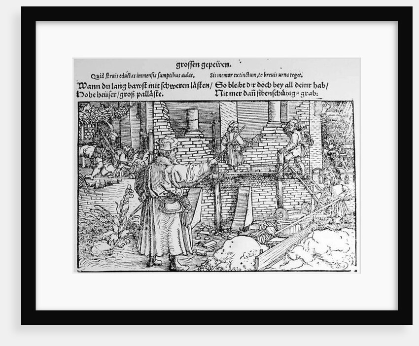 Stonemasons at work by German School