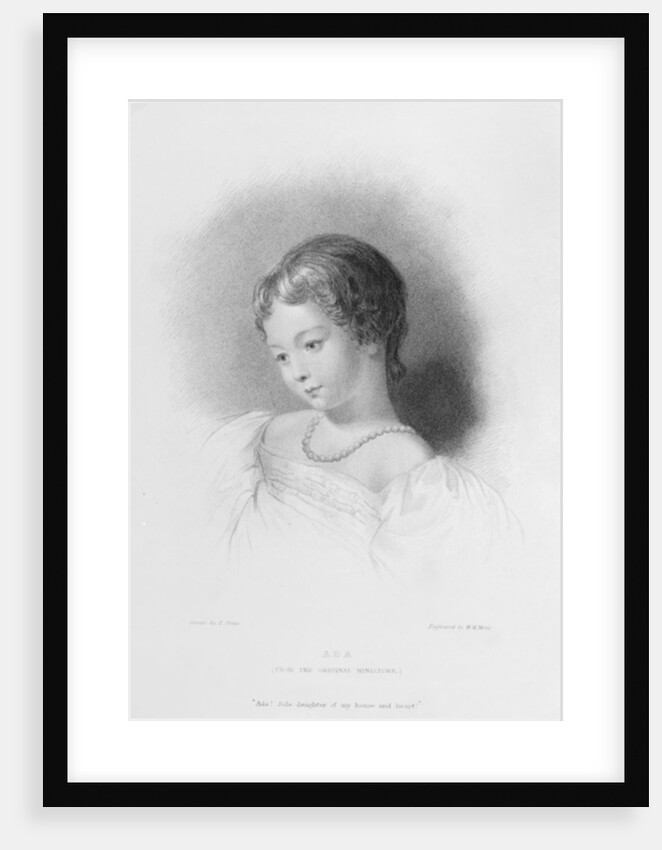 Portrait of Augusta Ada Byron engraved by W. H. Mote by Frank (after) Stone