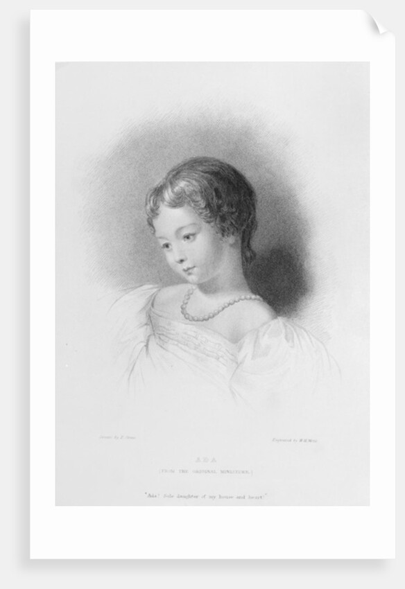Portrait of Augusta Ada Byron engraved by W. H. Mote by Frank (after) Stone