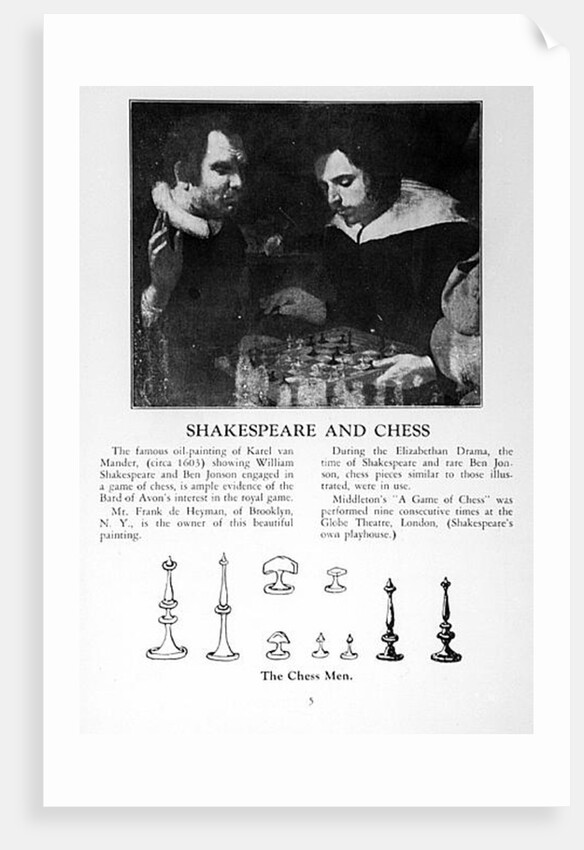 William Shakespeare and Ben Jonson Engaged in a Game of Chess by Karel van Mander