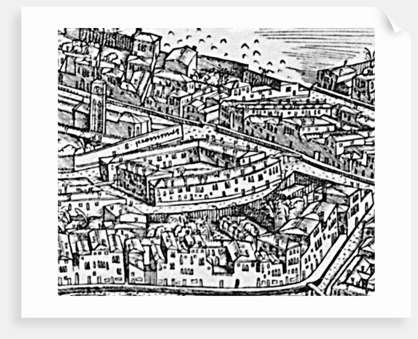 Grande Pianta Prospettica - Venice, detail of the ghetto, c.1500 by Jacopo de' Barbari