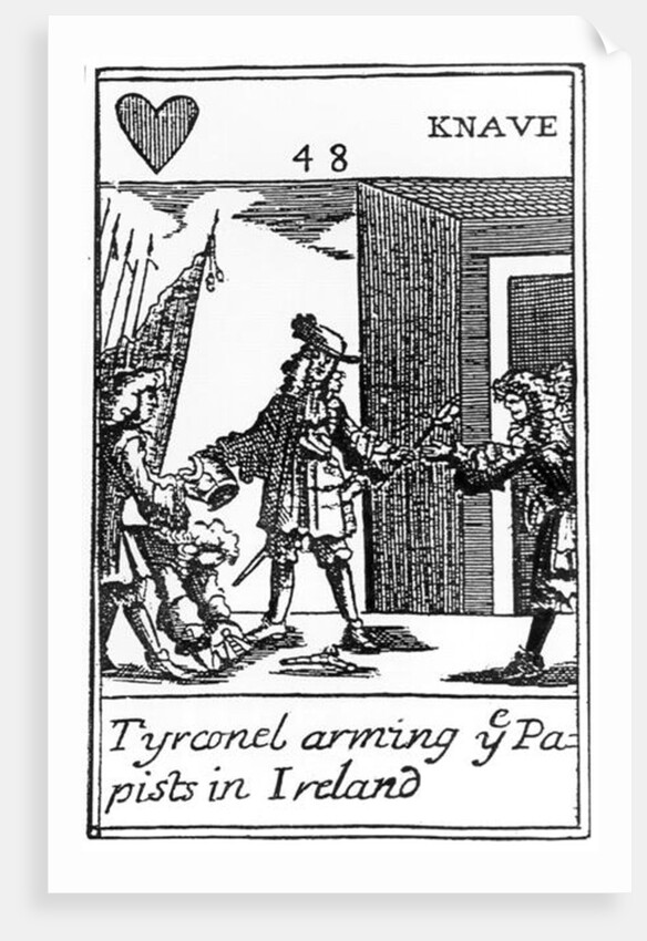 Tyrconnel Arming the Papists in Ireland, anti-catholic playing card commemorating the Glorious Revolution of 1688 by English School