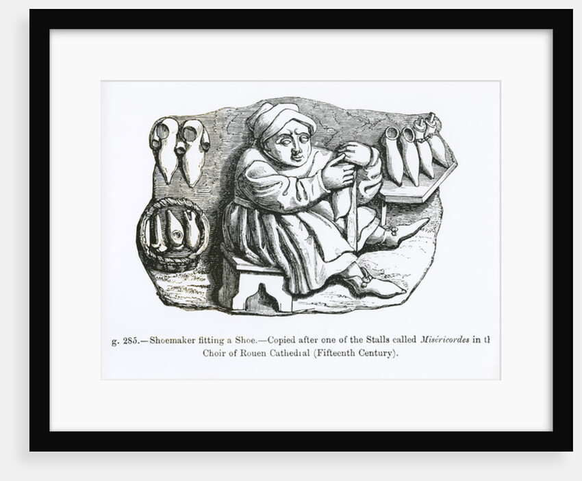 The Shoemaker Fitting a Shoe, copied from one of the Misericordia Stalls in the Choir of Rouen Cathedral by French School
