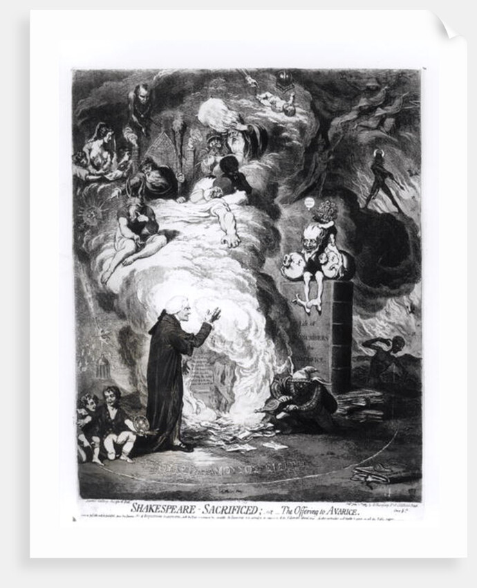 Shakespeare Sacrificed, or The Offering to Avarice, published in 1789 by James Gillray