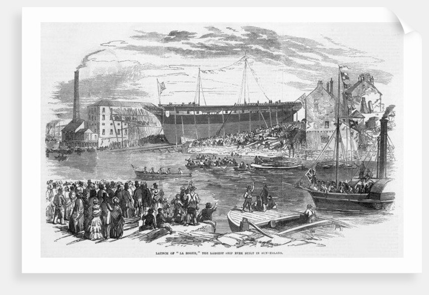 Launch of 'La Hogue,' the Largest Ship ever built in Sunderland, 1855 by English School