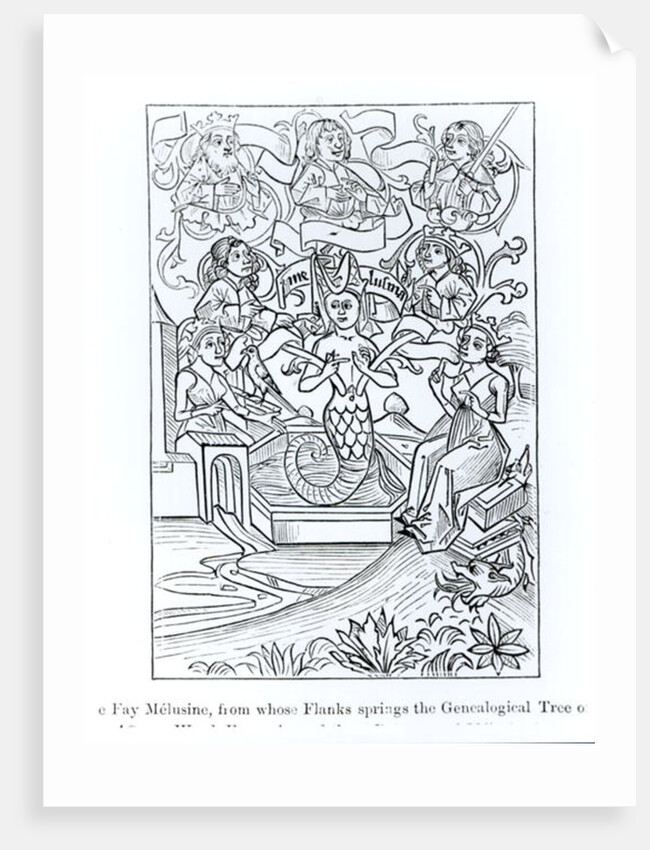 The Fay Melusine, from whose Flanks springs the Geneaological Tree of Kings and Emperors by School French