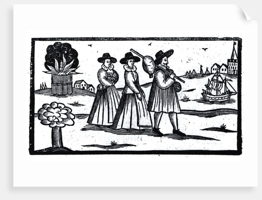 Pilgrims set sail on the Mayflower by English School