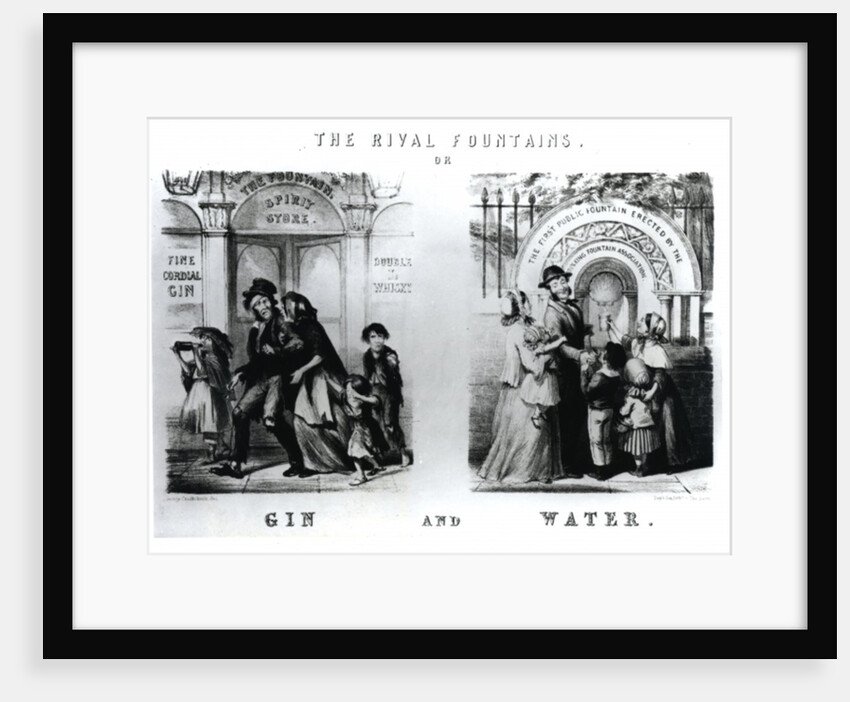 The Rival Fountains or Gin and Water by George Cruikshank