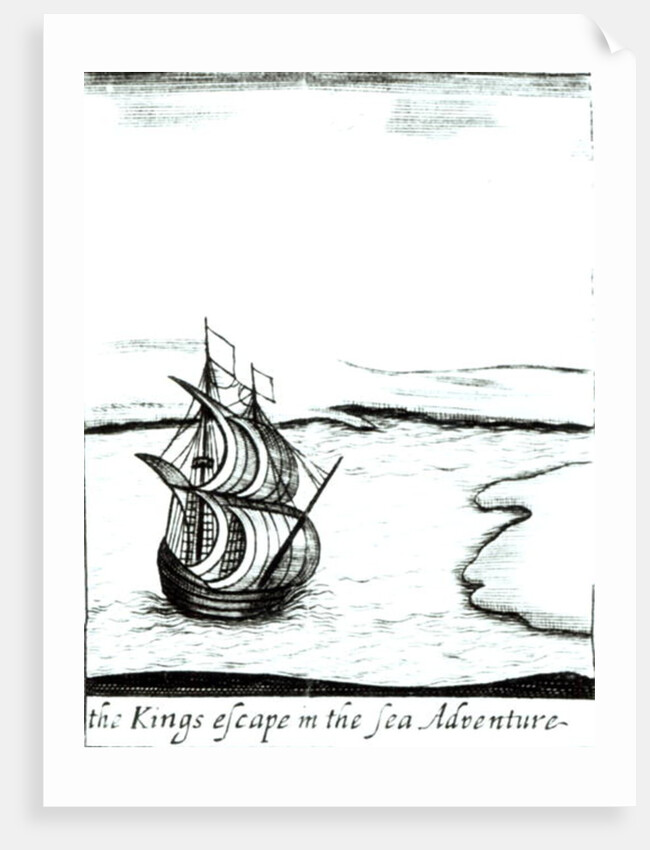 King Charles II Fleeing England in 1651, published 1660 by English School