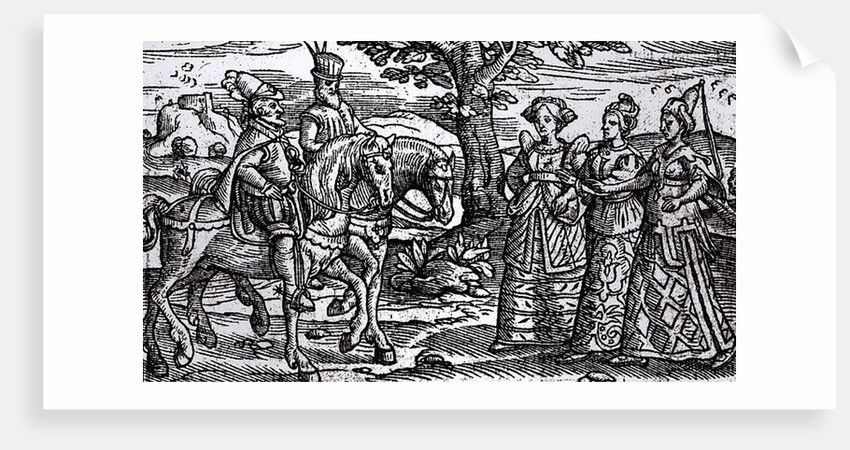 Macbeth, Banquo and the Three Witches, The Historie of Scotlande, 1577 by English School