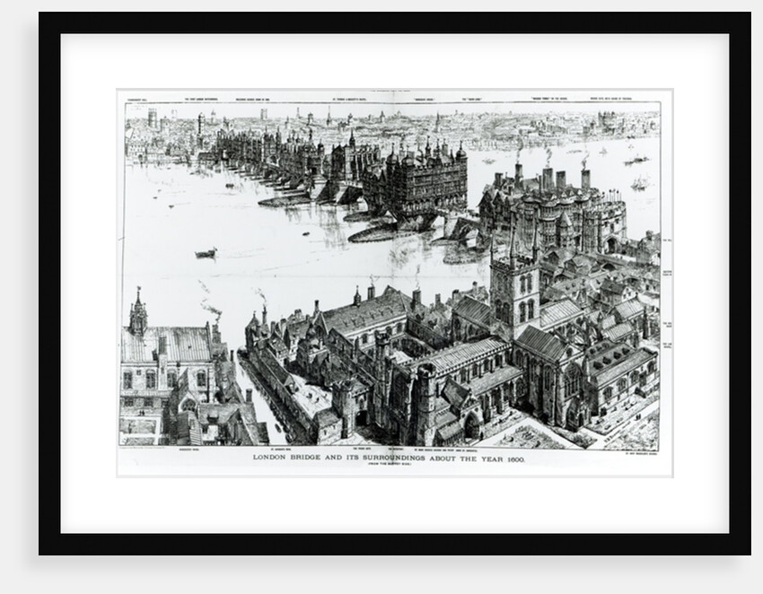 London Bridge and its Surroundings at about the year 1600 by Henry William Brewer