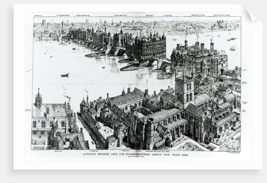 London Bridge and its Surroundings at about the year 1600 by Henry William Brewer