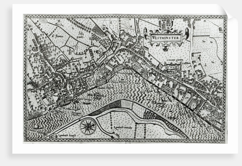 Map of Westminster from 'Speculum Britannia', 1593 by John Norden