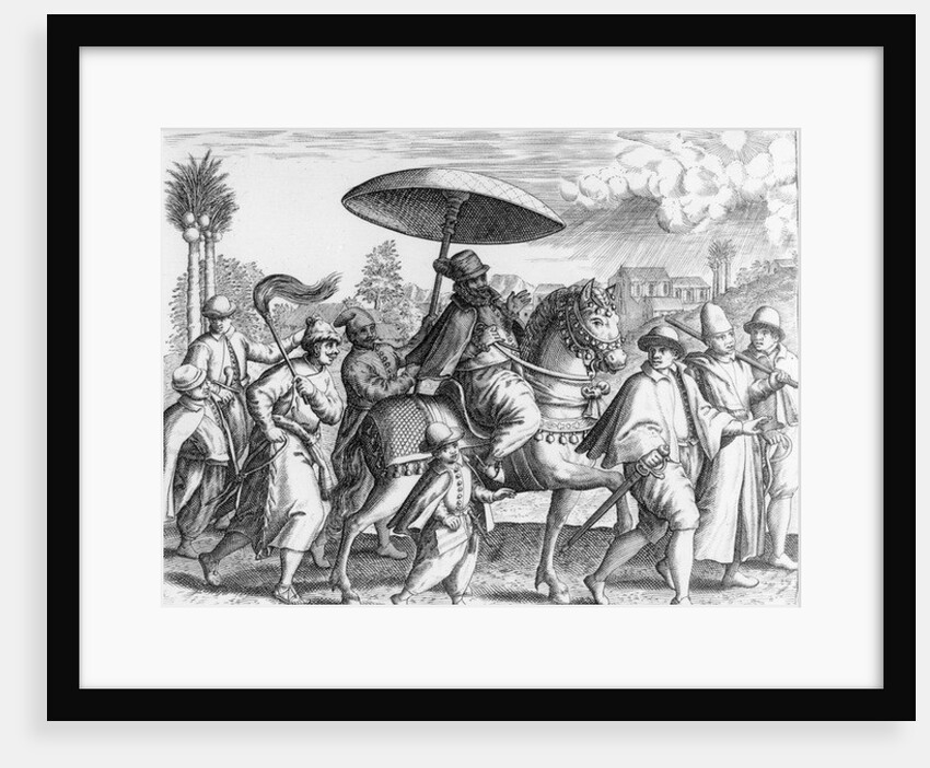 Portuguese officials in India, 1599 by Theodor de Bry
