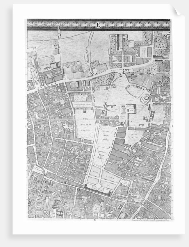 A Map of Moorfields and Hoxton, London, 1746 by John Rocque