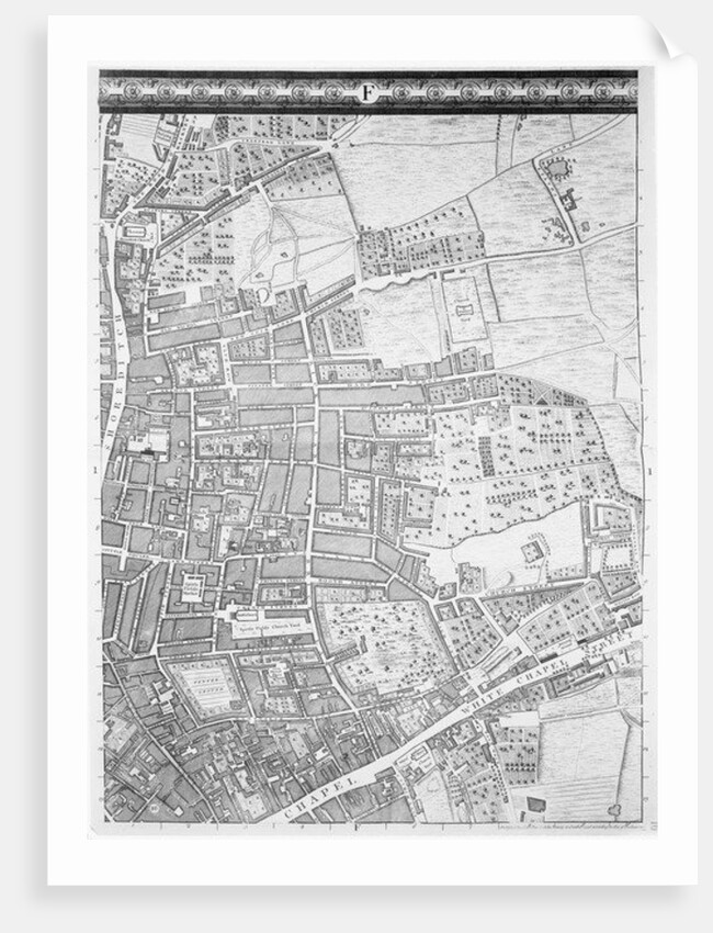 A Map of Shoreditch and Whitechapel, London, 1746 by John Rocque