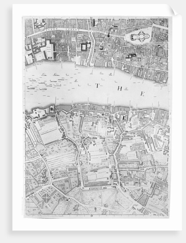A Map of St Paul's and Bankside, London, 1746 by John Rocque