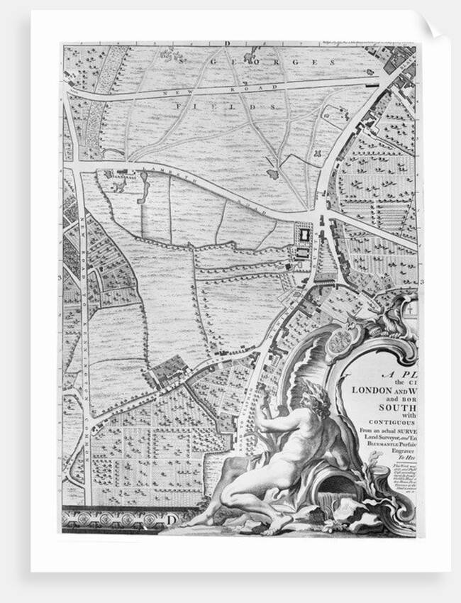 A Map of St George's Fields and Newington Butts, London, 1746 by John Rocque