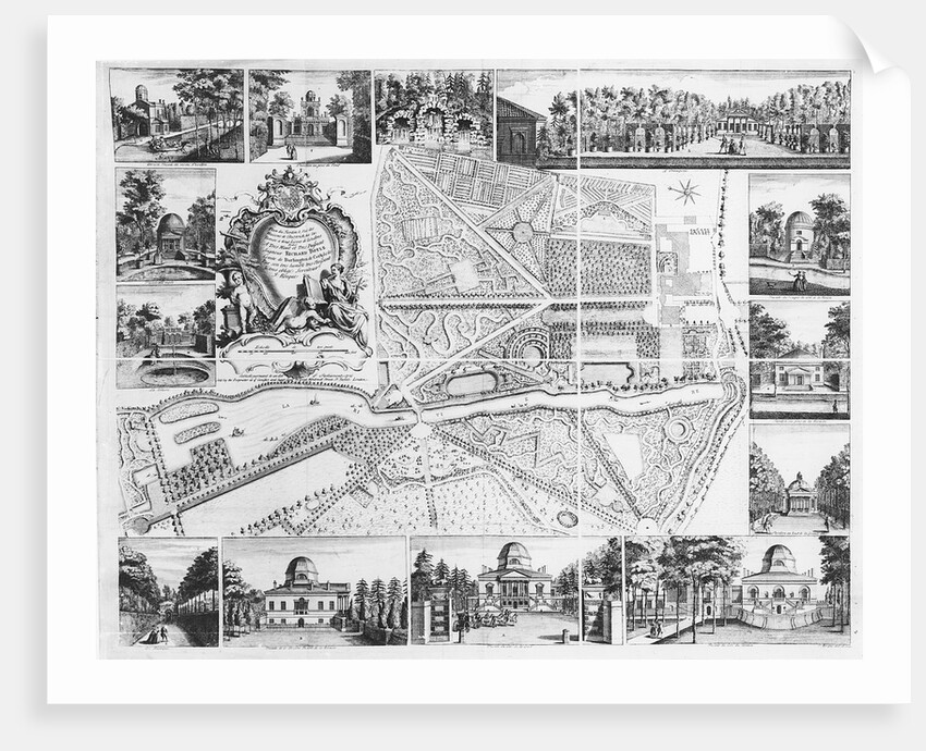 Chiswick House from plan of Chiswick, 1736 by John Rocque