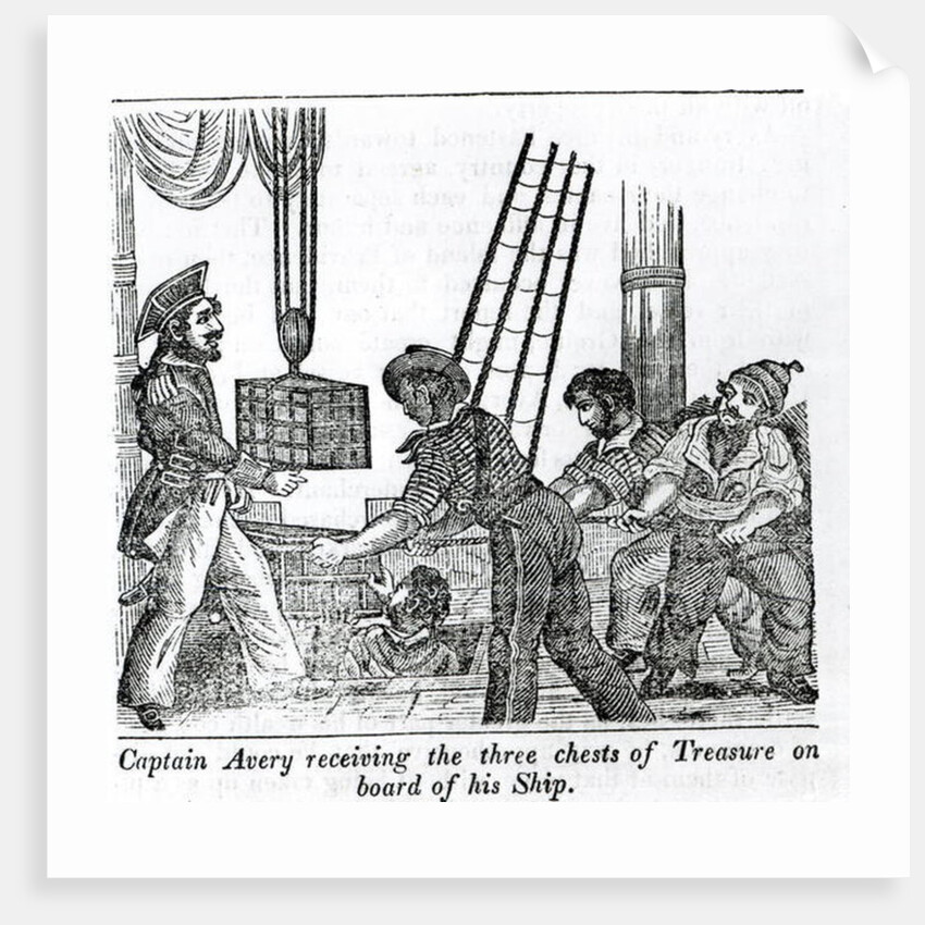 Captain Avery receiving three chests of Treasure on board of his Ship by English School