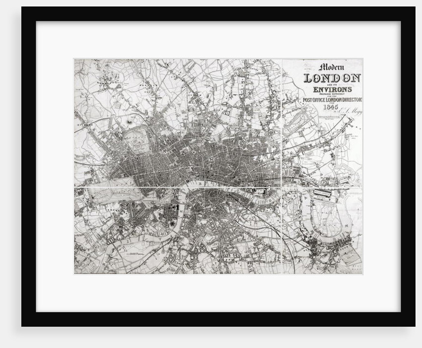 Map of Modern London and its Environs, 1845 by English School