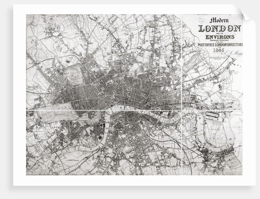 Map of Modern London and its Environs, 1845 by English School