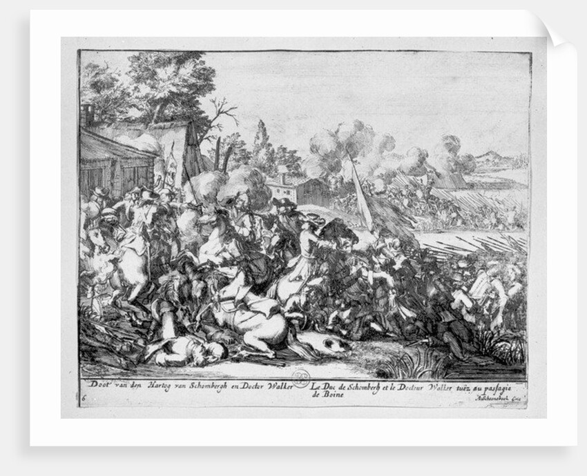 Duc de Schomberg and Doctor Walker are killed at the Battle of the Boyne, 1690 by Adriaan Schoonebeek