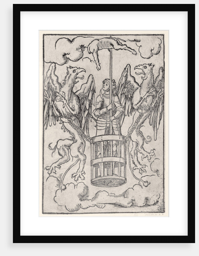 Alexander the Great carried into the air by two griffins, c.1525 by German School