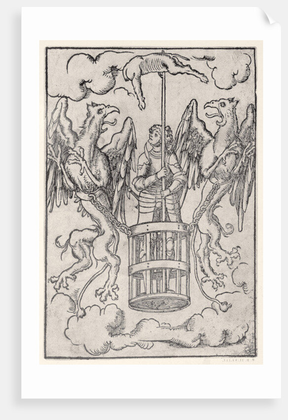Alexander the Great carried into the air by two griffins, c.1525 by German School