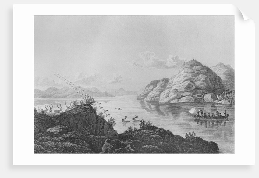 Franklin's expedition hunting on Marten Lake, 1820 by Edward Francis Finden