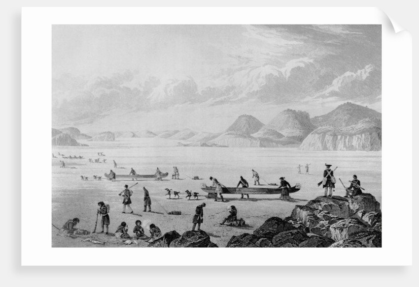 Franklin's expedition passing through Point Lake, 1821 by George (after) Back