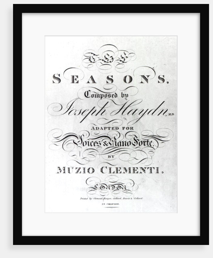 Cover of the score sheet of 'Seasons' by Joseph Haydn by English School