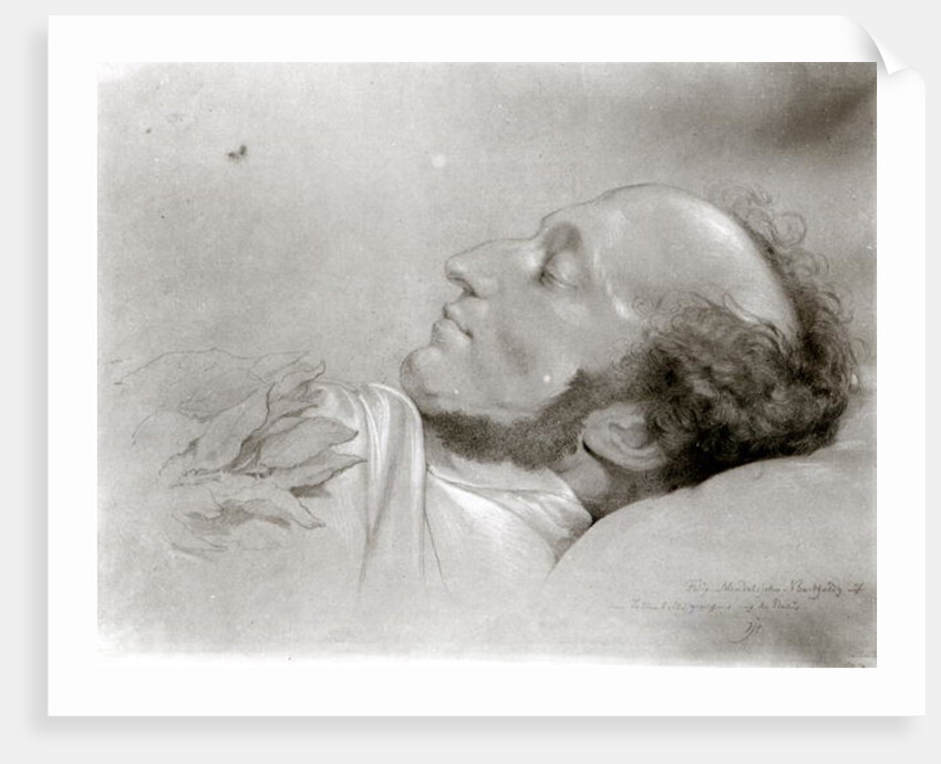 Felix Mendelssohn on his deathbed, c.1847 by Rudolf Julius Benno Huebner