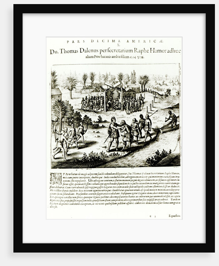Ralph Hamor visits Powhatan, 1619 by Theodor de Bry