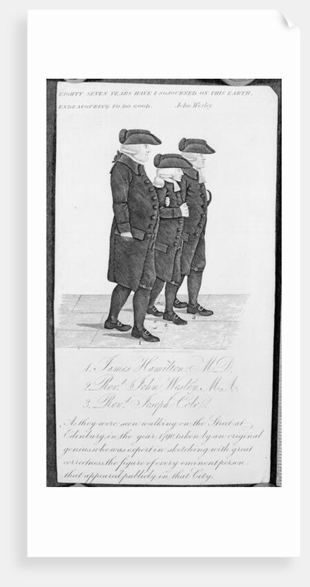 John Wesley walking in Edinburgh between James Hamilton M.D. and Joseph Cole by John Kay