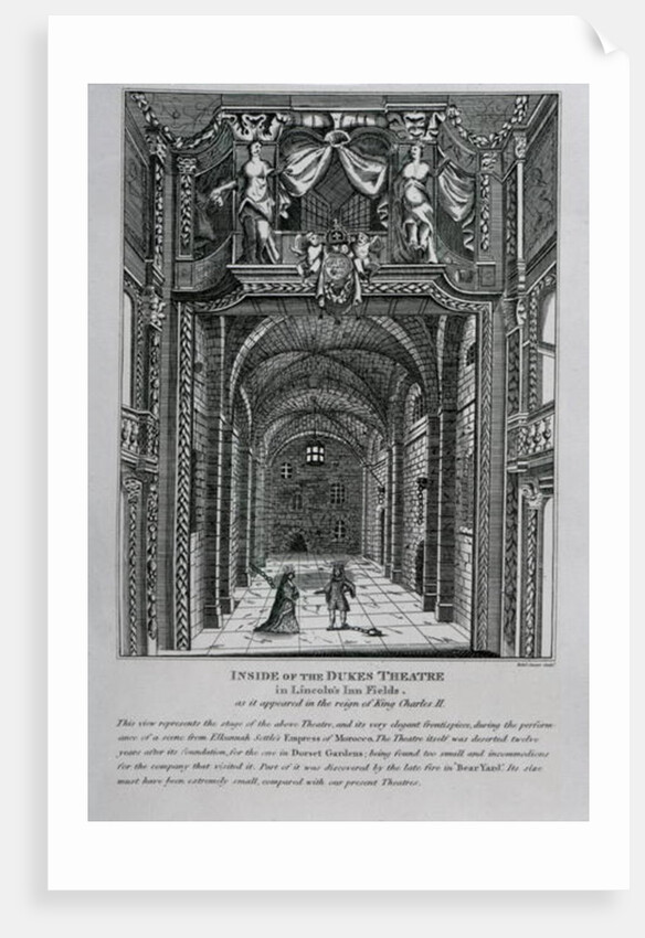 Interior of the Duke's Theatre in Lincoln's Inn Fields during the reign of King Charles II, 1809 by English School