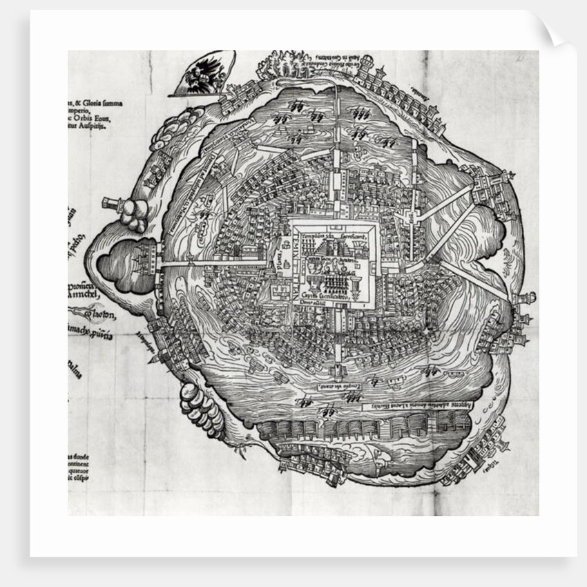 Map of Tenochtitlan from 'Praeclara Ferdinandi Cortesii de Nova Maris Oceani Hispania Narrati' by German School