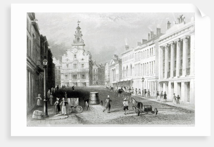 State Street, Boston,engraved by S.Lacey by William Henry Bartlett