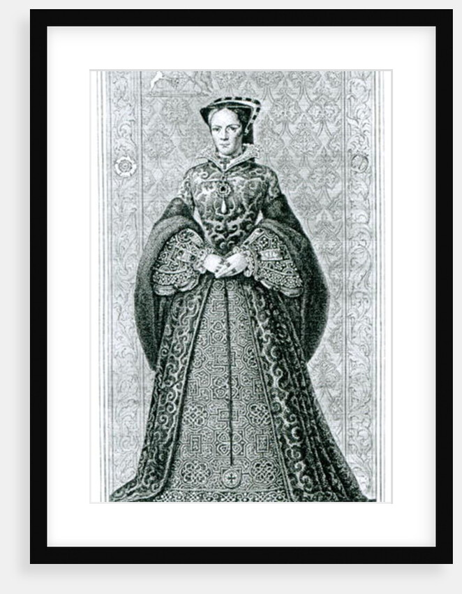 Queen Mary I engraved by T.Brown by Hans Eworth or Ewoutsz