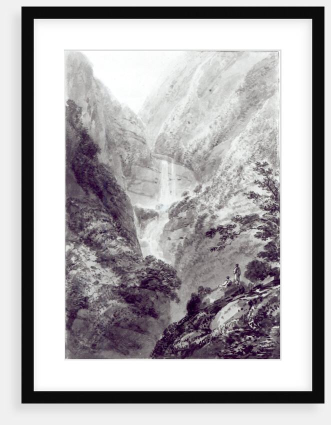 The Cascade of Minzapeezo, watercolour by Samuel Davies after an engraving, c.1800 by James Basire