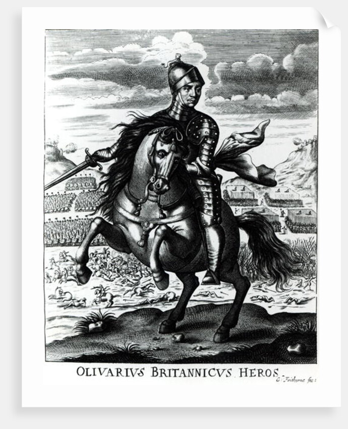 Equestrian portrait of Oliver Cromwell by English School