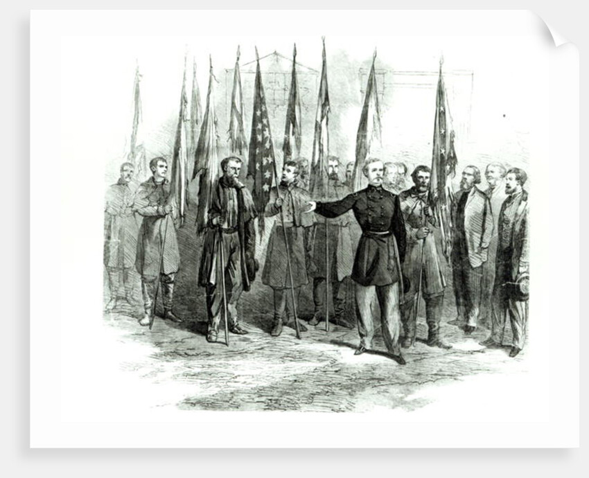 General Custer presenting captured Confederate flags in Washington on October 23rd 1864 by Alfred Rudolph Waud