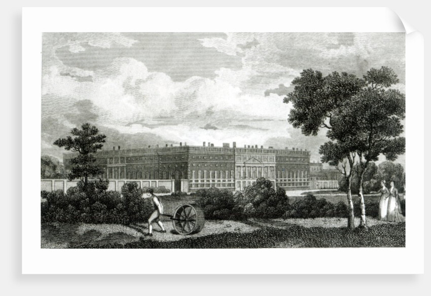 Rolling the Lawns at Hampton Court Palace, 7th March 1807 by English School