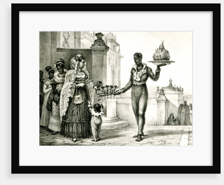 Flower seller outside a church door by Jean Baptiste Debret